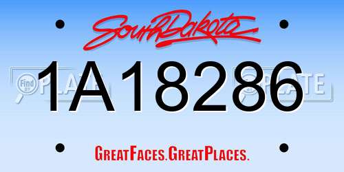 1A18286 South Dakota License Plate