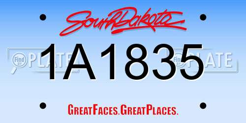 1A1835 South Dakota License Plate