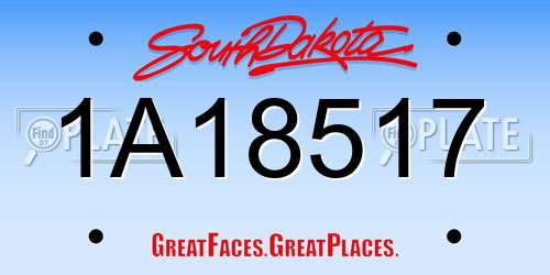 1A18517 South Dakota License Plate