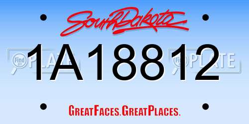 1A18812 South Dakota License Plate