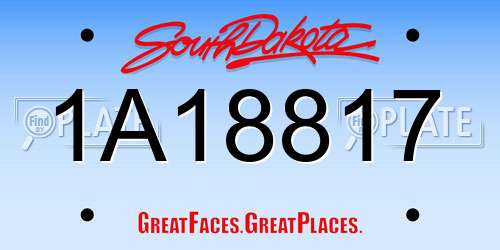 1A18817 South Dakota License Plate