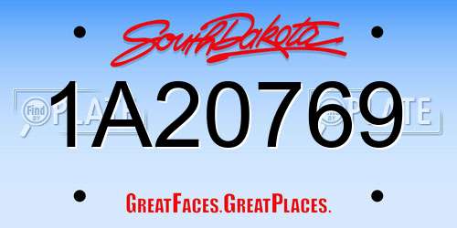1A20769 South Dakota License Plate
