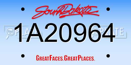 1A20964 South Dakota License Plate