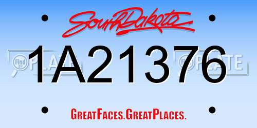 1A21376 South Dakota License Plate