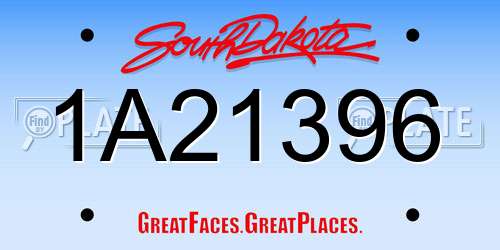 1A21396 South Dakota License Plate