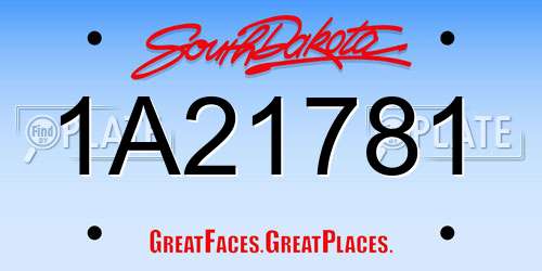 1A21781 South Dakota License Plate
