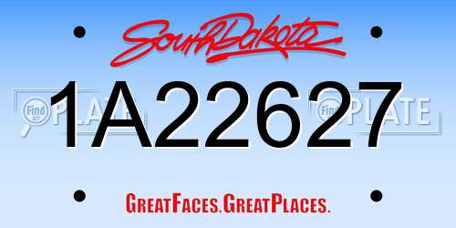 1A22627 South Dakota License Plate