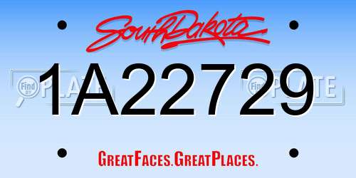1A22729 South Dakota License Plate