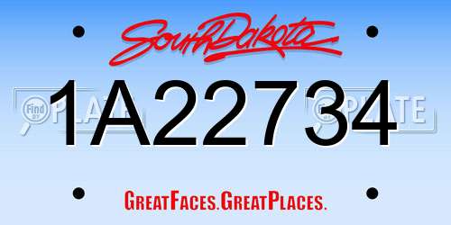 1A22734 South Dakota License Plate