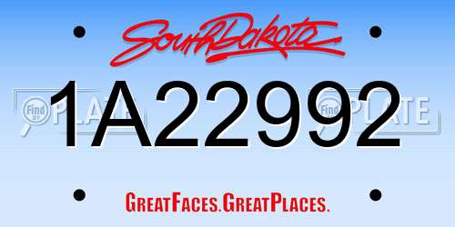 1A22992 South Dakota License Plate