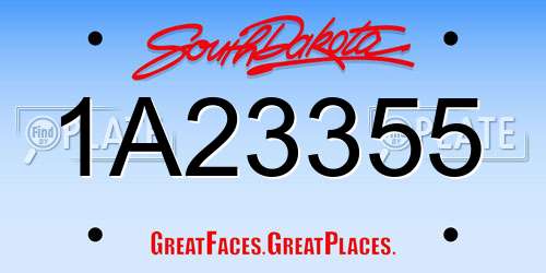 1A23355 South Dakota License Plate
