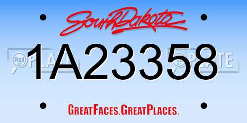 1A23358 South Dakota License Plate