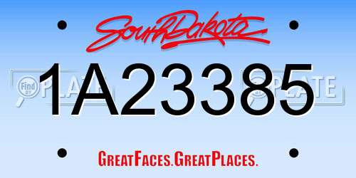 1A23385 South Dakota License Plate