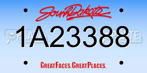 1A23388 South Dakota License Plate