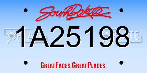 1A25198 South Dakota License Plate