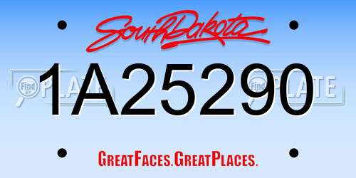 1A25290 South Dakota License Plate