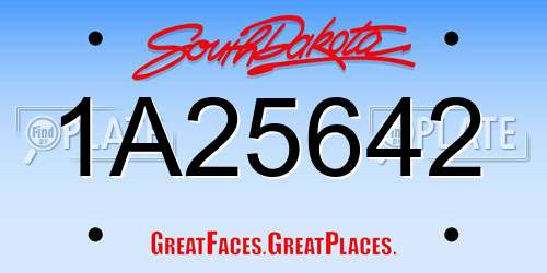 1A25642 South Dakota License Plate