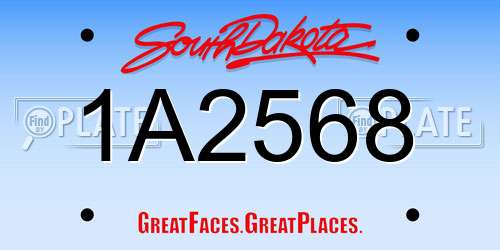 1A2568 South Dakota License Plate