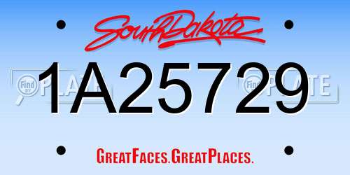 1A25729 South Dakota License Plate