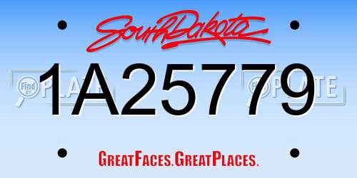 1A25779 South Dakota License Plate