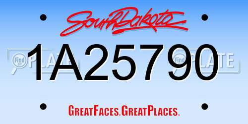 1A25790 South Dakota License Plate