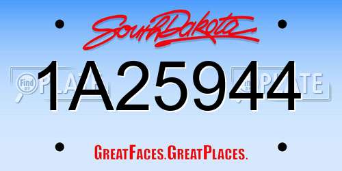 1A25944 South Dakota License Plate