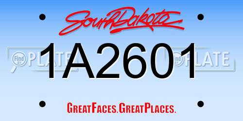 1A2601 South Dakota License Plate