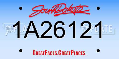 1A26121 South Dakota License Plate