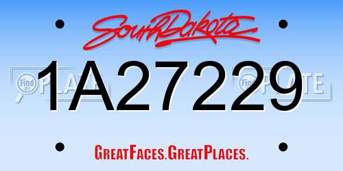 1A27229 South Dakota License Plate