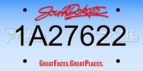 1A27622 South Dakota License Plate