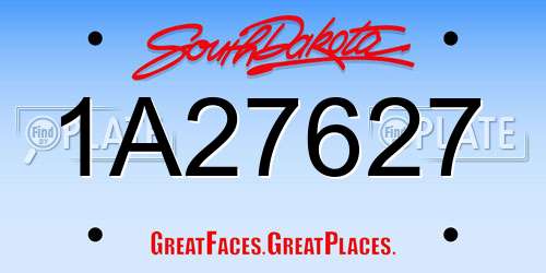 1A27627 South Dakota License Plate