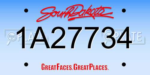 1A27734 South Dakota License Plate