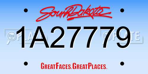 1A27779 South Dakota License Plate