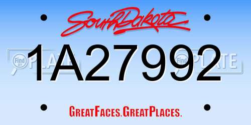 1A27992 South Dakota License Plate
