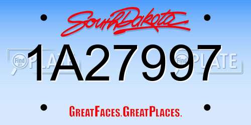1A27997 South Dakota License Plate