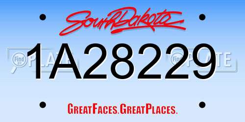 1A28229 South Dakota License Plate