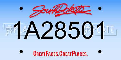 1A28501 South Dakota License Plate