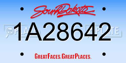 1A28642 South Dakota License Plate
