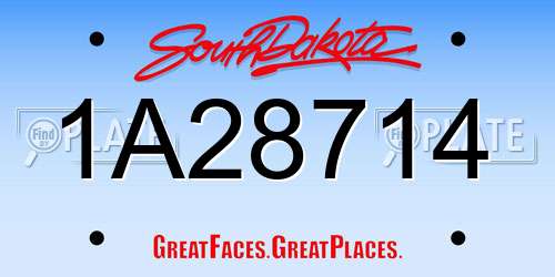 1A28714 South Dakota License Plate