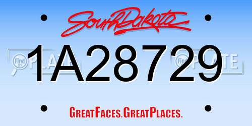 1A28729 South Dakota License Plate