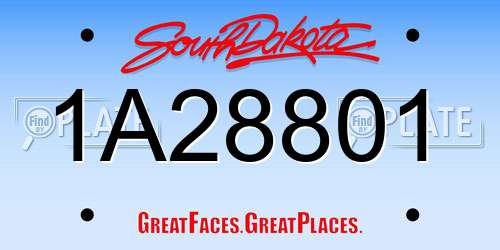 1A28801 South Dakota License Plate