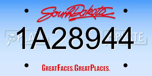 1A28944 South Dakota License Plate