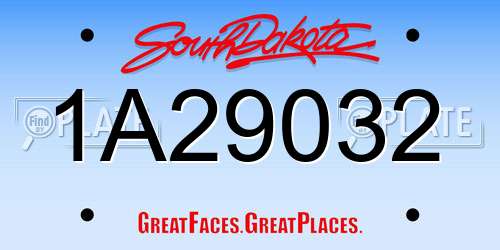 1A29032 South Dakota License Plate