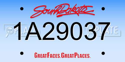 1A29037 South Dakota License Plate