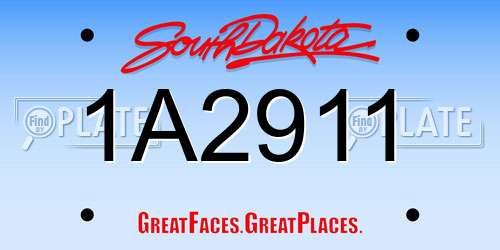 1A2911 South Dakota License Plate