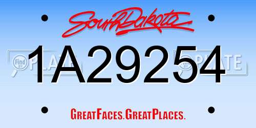 1A29254 South Dakota License Plate