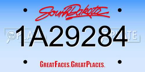 1A29284 South Dakota License Plate