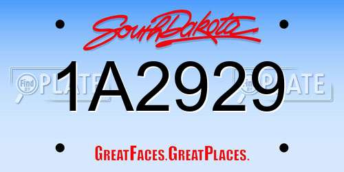 1A2929 South Dakota License Plate