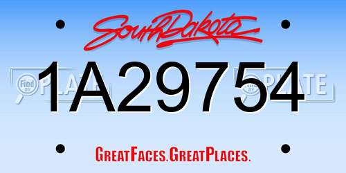 1A29754 South Dakota License Plate