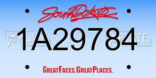 1A29784 South Dakota License Plate
